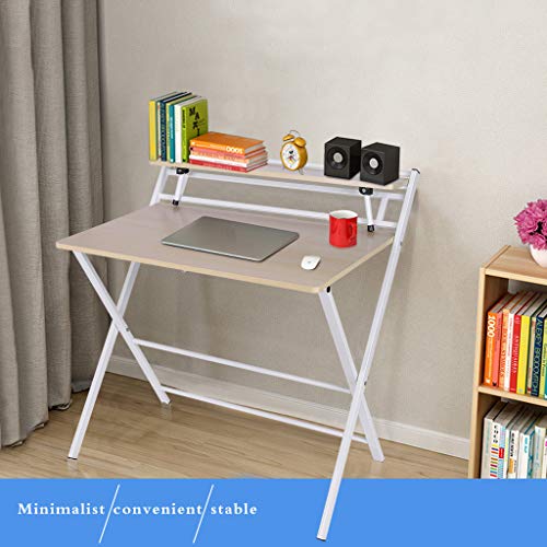 Tomppy Folding Desk for Small Spaces - 32 Inches Small Lazy Modern Laptop Table, Multifunctional Study Writing Computer Desk Workstation (A)