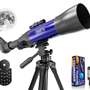 Emarth Telescope for Adults, 70x500mm AZ Astronomical Refractor Interstellar Telesocpe for Beginners Adults, Scope with Tripod, Phone Adapter, Star Finder, STEM Gift, Blue