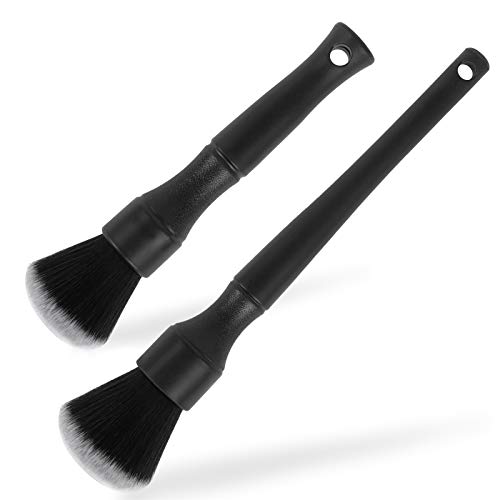 eFuncar Car Detailing Brush Kit - Auto Detail Brush Set Interior Exterior No Scratch Microfiber Detailing Supplies for Cleaning Air Vent Engine Bay Dashboard Seat Wheel(2 Pack)