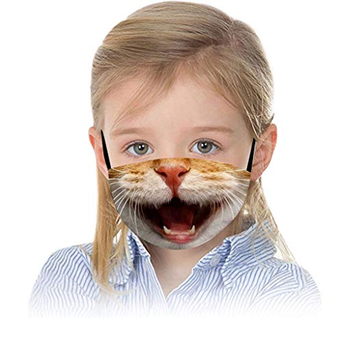 5 Pack Reusable Cotton Coverings Kids Cute Cat Print Face_Mask Washable Mouth Cloth Anti-Dust Bandana for Children