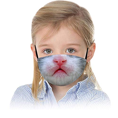 5 Pack Reusable Cotton Coverings Kids Cute Cat Print Face_Mask Washable Mouth Cloth Anti-Dust Bandana for Children