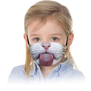 5 Pack Reusable Cotton Coverings Kids Cute Cat Print Face_Mask Washable Mouth Cloth Anti-Dust Bandana for Children