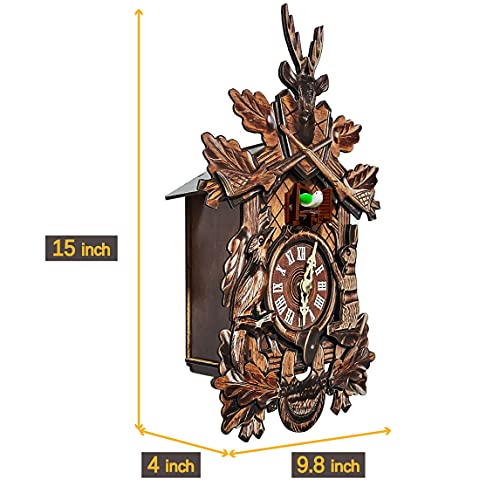 JoonieHouse Traditional Black Forest Cuckoo Clock, Newly Wood Coo Coo Clock Decorative Wall Clock with Pendulum and Chiming Function - Perfect Wall Clocks for Home Livingroom Decor