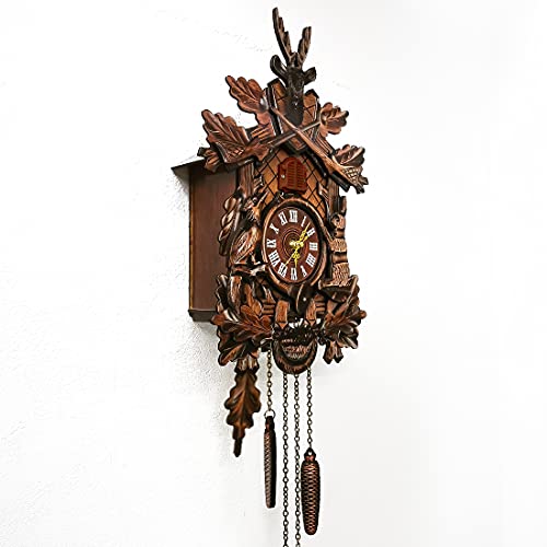 JoonieHouse Traditional Black Forest Cuckoo Clock, Newly Wood Coo Coo Clock Decorative Wall Clock with Pendulum and Chiming Function - Perfect Wall Clocks for Home Livingroom Decor