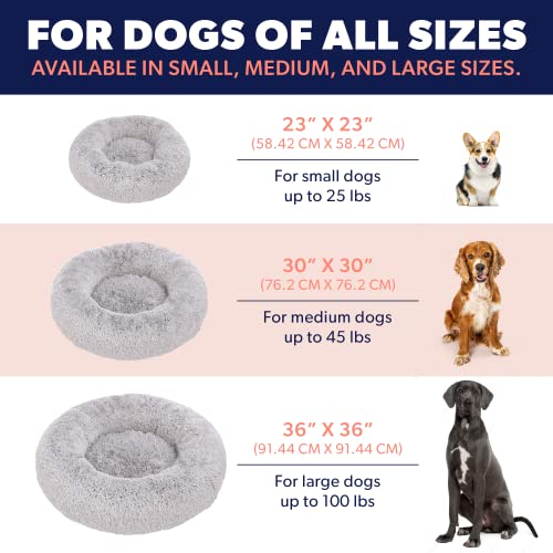 Active Pets Plush Calming Dog Bed, Donut Dog Bed for Small Dogs, Medium & Large, Anti Anxiety Dog Bed, Soft Fuzzy Calming Bed for Dogs & Cats, Comfy Cat Bed, Marshmallow Cuddler Nest Calming Pet Bed