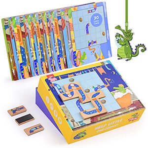 AWOTOY Wooden Educational Toys for Kids 5-7 - Improve Logical Thinking Learning Toys Featuring 30 Playful Challenges - Maze IQ Puzzles for 4,5,6,7 Year Old Boys Girls