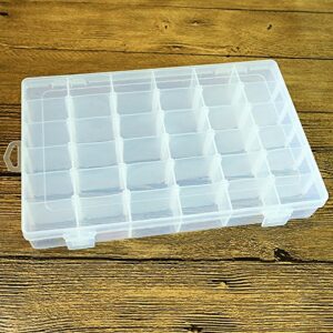 36 Grids Plastic Storage Box Adjustable Divider Organizer Jewelry Box Tool Container (White x 2 Packs)