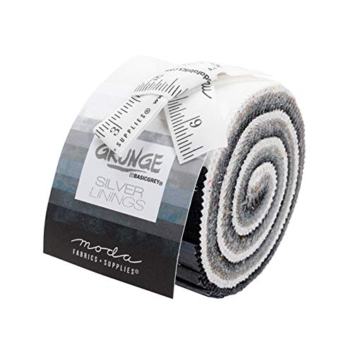 BasicGrey Grunge Basics Silver Linings Junior Jelly Roll 20 2.5-inch Strips Moda Fabrics 30150JJRSL