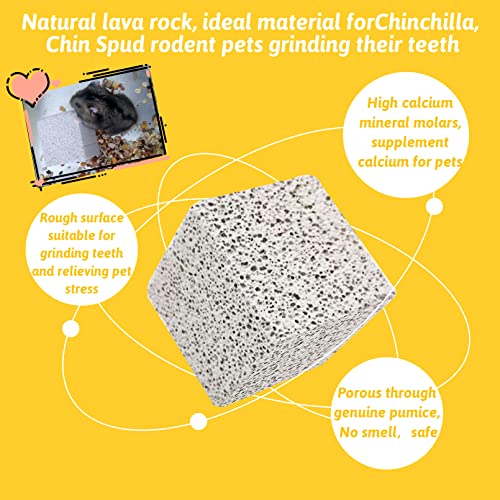 Hamiledyi 20 pcs Chinchilla Lava Blocks Rabbit Chew Toys Bunny Lava Teeth Grinding Square Stone Small Animal Mineral Calcium Stone for Hamsters,Chinchillas,Parrot