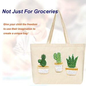 3PCS 12oz Canvas Grocery Shopping Bags 17.7 X 13.4 X 6.3 Inches Reusable Blank Cotton Canvas Totes Washable Foldable Eco-friendly Craft Canvas Bag White