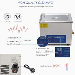 AZUIZUIF 15L/3.9gallon Industrial Ultrasonic Cleaner with Digital Timer&Heater 300W+360W for Screwdriver Repairing Tools Industrial Parts Mental Instrument Apparatus Cleaning 40kHz