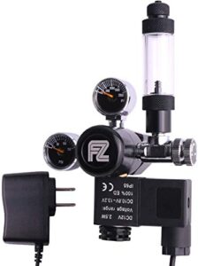 fzone aquarium co2 regulator ac solenoid mini dual gauge display with bubble counter and check valve for us standard cga320 co2 cylinder