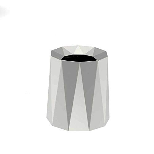 Aouiopkio Zruixia-ljit Trash Can, Round Plastic Small Trash Can Wastebasket, Garbage Container Bin for Bathrooms, Powder Rooms, Kitchens, Home Offices. (Color : Silver)