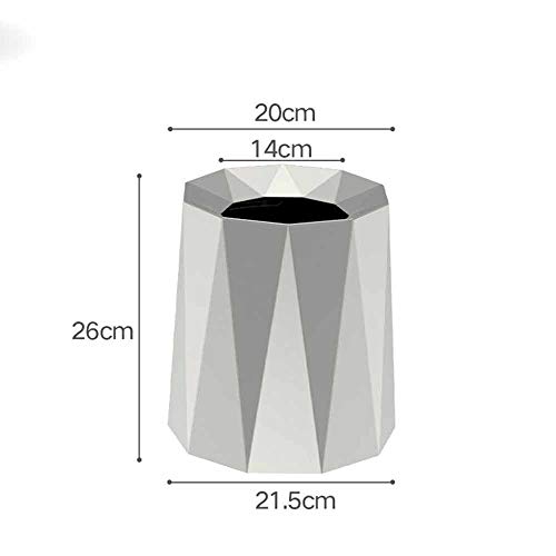 Aouiopkio Zruixia-ljit Trash Can, Round Plastic Small Trash Can Wastebasket, Garbage Container Bin for Bathrooms, Powder Rooms, Kitchens, Home Offices. (Color : Silver)