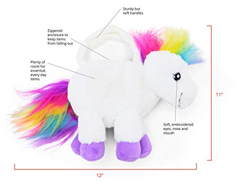 PLUSHIBLE BRIDGING MILES WITH SMILES Plush Unicorn Purse - Soft, Fluffy, Functional Stuffed Unicorn Purse for Kids - Cute Stuffed Animal Unicorn Toy