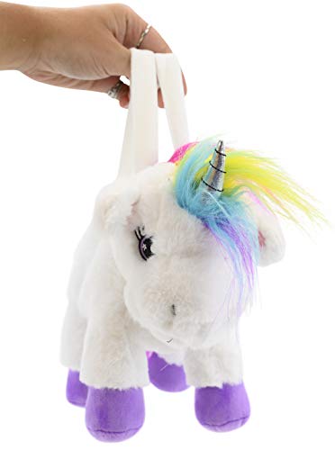 PLUSHIBLE BRIDGING MILES WITH SMILES Plush Unicorn Purse - Soft, Fluffy, Functional Stuffed Unicorn Purse for Kids - Cute Stuffed Animal Unicorn Toy