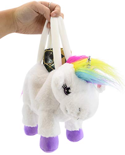 PLUSHIBLE BRIDGING MILES WITH SMILES Plush Unicorn Purse - Soft, Fluffy, Functional Stuffed Unicorn Purse for Kids - Cute Stuffed Animal Unicorn Toy