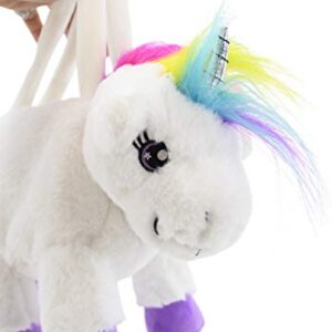 PLUSHIBLE BRIDGING MILES WITH SMILES Plush Unicorn Purse - Soft, Fluffy, Functional Stuffed Unicorn Purse for Kids - Cute Stuffed Animal Unicorn Toy