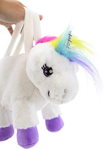 PLUSHIBLE BRIDGING MILES WITH SMILES Plush Unicorn Purse - Soft, Fluffy, Functional Stuffed Unicorn Purse for Kids - Cute Stuffed Animal Unicorn Toy