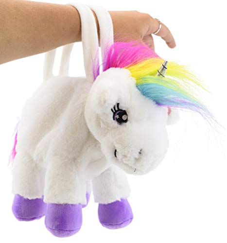 PLUSHIBLE BRIDGING MILES WITH SMILES Plush Unicorn Purse - Soft, Fluffy, Functional Stuffed Unicorn Purse for Kids - Cute Stuffed Animal Unicorn Toy