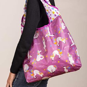 O-WITZ Reusable Shopping Bag, Ripstop, Folds into Pouch, Unicorn