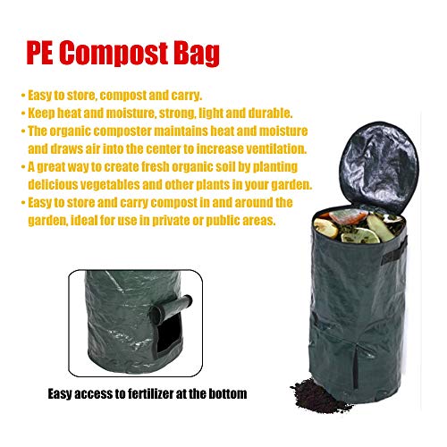 Garden Compost Bag, Garden Folding Compost Bin, Yard Leaf Waste Compost Bag Fruit Kitchen Fermentation Secret Cultivator Bags (15 Gallon)