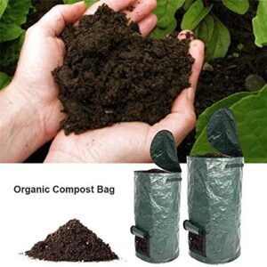 Garden Compost Bag, Garden Folding Compost Bin, Yard Leaf Waste Compost Bag Fruit Kitchen Fermentation Secret Cultivator Bags (15 Gallon)