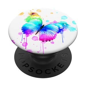 multicolored design of rainbow coloured butterfly popsockets swappable popgrip
