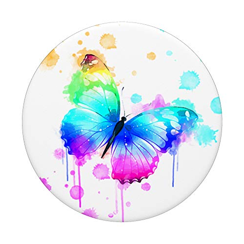 Multicolored design of Rainbow coloured butterfly PopSockets Swappable PopGrip