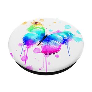 Multicolored design of Rainbow coloured butterfly PopSockets Swappable PopGrip