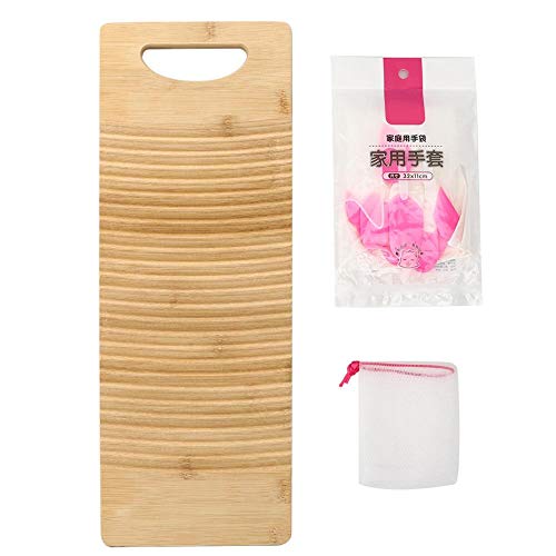 Junluck Laundry Washing Board, Clothes Cleaning Tools Modern and Simple Thicken Wooden 19.7in Washing Board, for Family Use Gift