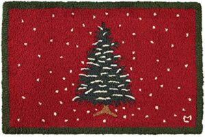 chandler 4 corners artist-designed red snowflake hand-hooked wool accent rug (20" x 30")