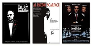 poster stop online classic gangster movies - 3 piece movie poster set (the godfather, scarface & goodfellas) (size 24 x 36 each)