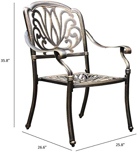 USSerenaY 2 Piece Cast Aluminum Bistro Chair Set Outdoor Bistro Patio Furniture Sets (2 Chairs Set-Flower)