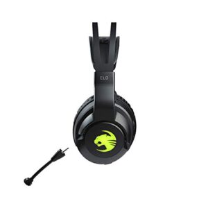 ROCCAT Elo 7.1 Air PC Wireless Gaming Headset, Surround Sound Headphones with Detachable Noise Cancelling Microphone, 50mm Drivers, 24 Hr Battery Life, RGB Lighting, Black