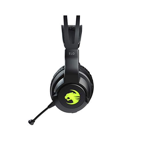 ROCCAT Elo 7.1 Air PC Wireless Gaming Headset, Surround Sound Headphones with Detachable Noise Cancelling Microphone, 50mm Drivers, 24 Hr Battery Life, RGB Lighting, Black