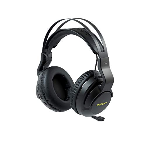 ROCCAT Elo 7.1 Air PC Wireless Gaming Headset, Surround Sound Headphones with Detachable Noise Cancelling Microphone, 50mm Drivers, 24 Hr Battery Life, RGB Lighting, Black