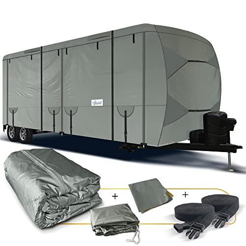 North East Harbor Travel Trailer Cover 18 ft to 20 ft Waterproof Ripstop Cover 600D Heavy Duty RV Storage Cover Camper Cover RV Accessories for Travel Trailers Windproof Toy Hauler Covers