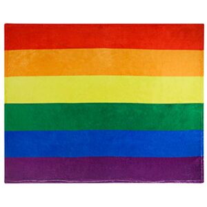 pride throw blanket, gay pride flag blanket, super-soft extra-large lgbt rainbow pride blanket (50 in x 60 in) warm and cozy throw for bed, couch or sofa, gay pride accessories, lesbian pride blanket