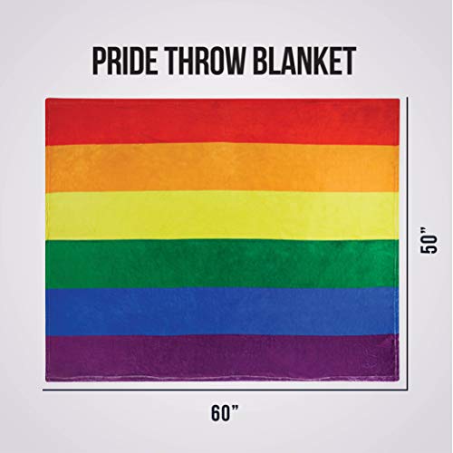 Pride Throw Blanket, Gay Pride Flag Blanket, Super-Soft Extra-Large LGBT Rainbow Pride Blanket (50 in x 60 in) Warm and Cozy Throw for Bed, Couch or Sofa, Gay Pride Accessories, Lesbian Pride Blanket