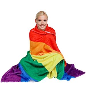 Pride Throw Blanket, Gay Pride Flag Blanket, Super-Soft Extra-Large LGBT Rainbow Pride Blanket (50 in x 60 in) Warm and Cozy Throw for Bed, Couch or Sofa, Gay Pride Accessories, Lesbian Pride Blanket