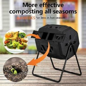 Bin Large Composting Dual Door Rotating Tumbler 42 Gallon Outdoor Gardening Lawn Care Large Compost Bin, Patio, Lawn & Garden