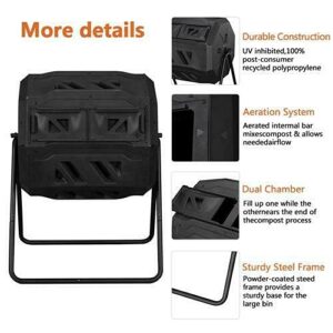 Bin Large Composting Dual Door Rotating Tumbler 42 Gallon Outdoor Gardening Lawn Care Large Compost Bin, Patio, Lawn & Garden