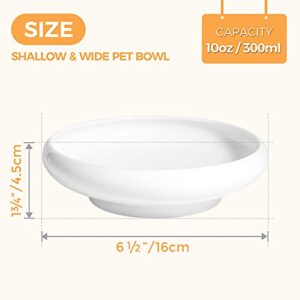 ComSaf Cat Food Water Bowl, Wide Shallow Ceramic Cat Dish, Non Spill Pet Bowl,10oz, Pack of 2