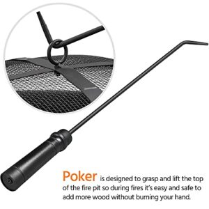 Topeakmart Fire Pit Fireplace Portable Firepit Iron Brazier Wood Burning Coal Pit Fire Bowl Stove with Spark Screen for Outside Camping Patio Garden Backyard 25in Black