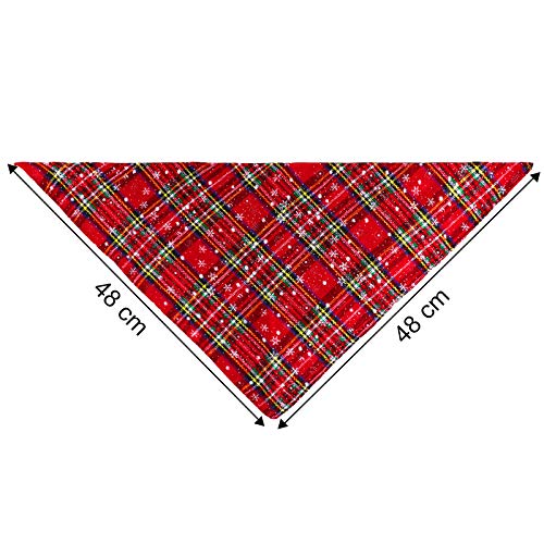 URATOT 3 Pieces Christmas Pet Bandanas Triangle Dog Bibs Kerchief Buffalo Plaid Snowflake Bandanas for Dogs Cats Pets