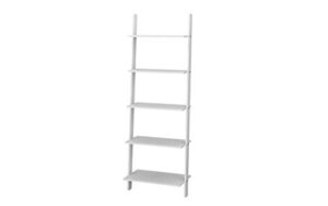manhattan comfort cooper modern home office 5-shelf floating ladder bookcase, white