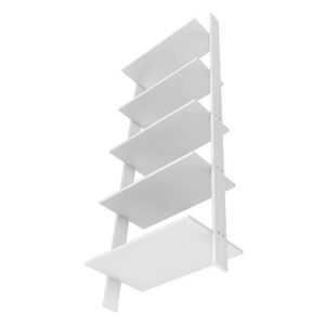 Manhattan Comfort Cooper Modern Home Office 5-Shelf Floating Ladder Bookcase, White