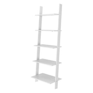 Manhattan Comfort Cooper Modern Home Office 5-Shelf Floating Ladder Bookcase, White