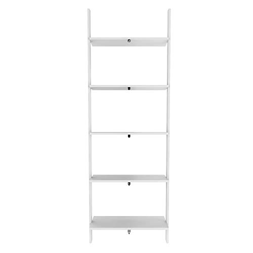 Manhattan Comfort Cooper Modern Home Office 5-Shelf Floating Ladder Bookcase, White